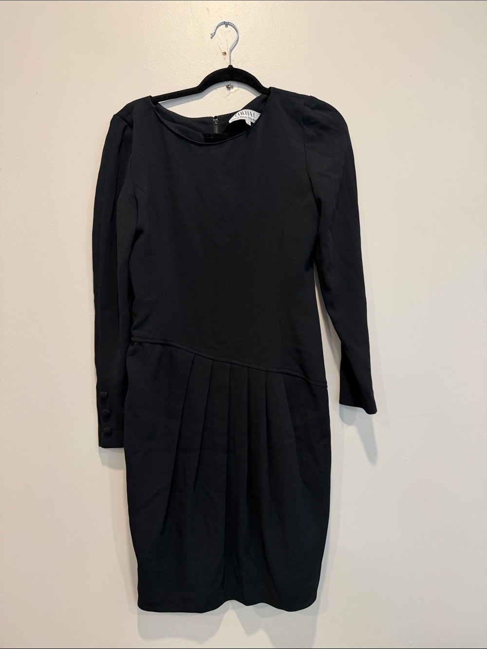 Vintage Chetta B / Sherrie Bloom Black Pleated Dress - Long Sleeve, Classic